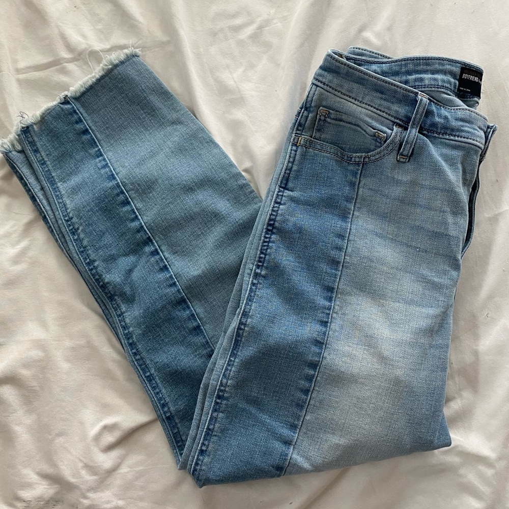 retro two tone high waisted boyfriend jeans